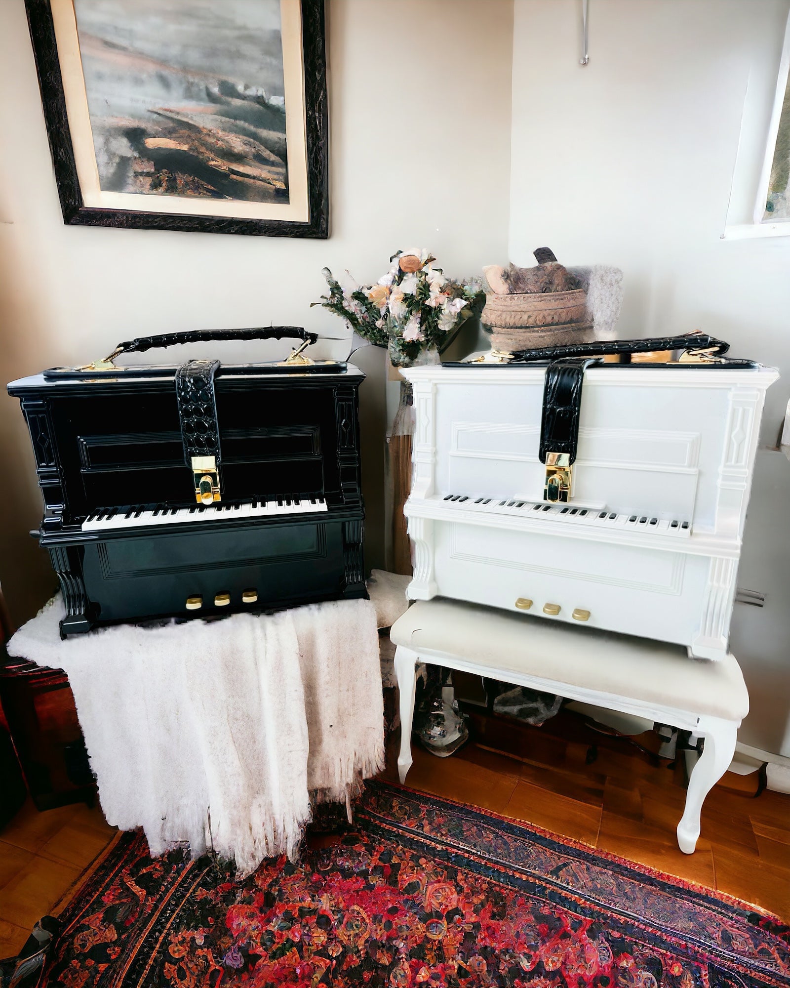 Borsa Donna “Pianoforte Elegante” nei Colori Nero e Bianco