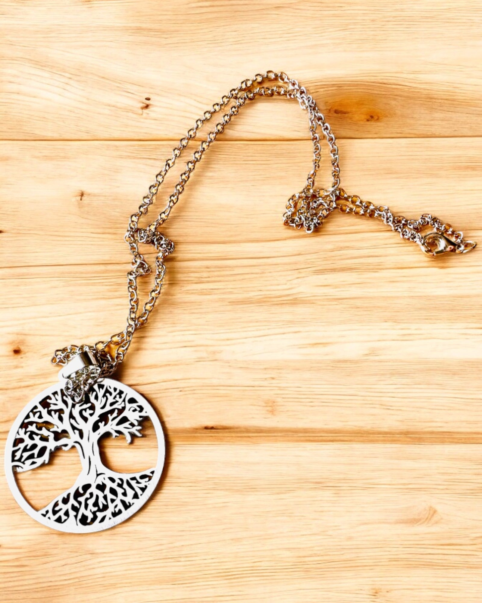 Collana "Albero della Vita" in Acciaio Inossidabile - personalizzazione con incisione, 2 varianti di colore