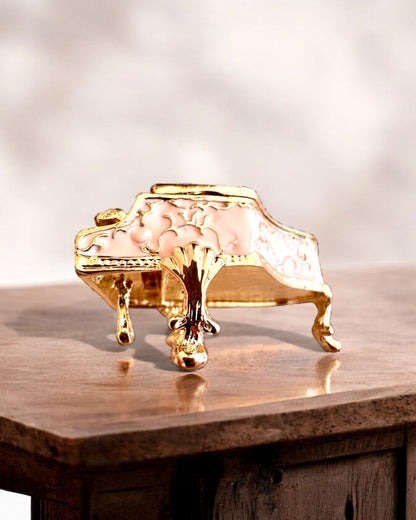 Elegante scatola per gioielli "Mini Pianoforte - rose classiche" - con opzione di incisione per regalo