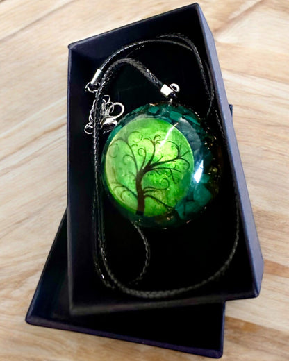 "Amuleto di Malachite della Vita" - collana con possibilità di personalizzazione con incisione per un regalo