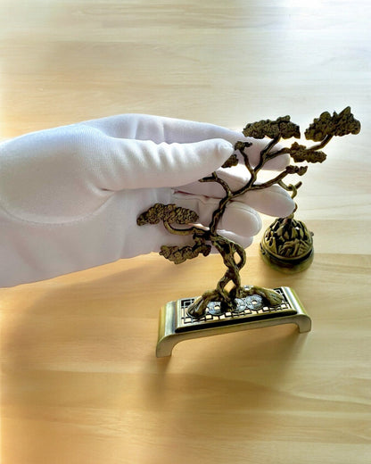 Manico Metallico Elegante per Incenso Bonsai - possibilità di personalizzazione con incisione per un regalo