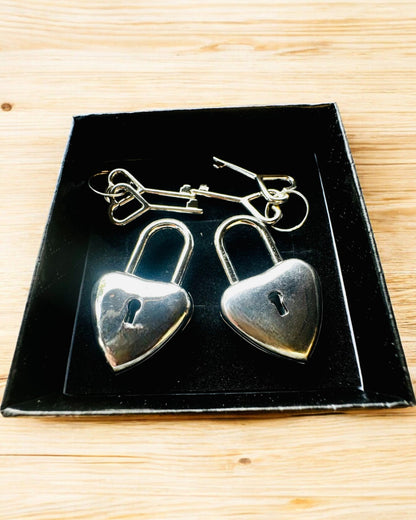 Chiavi dell'Amore - 2 Mini Lucchetti Argento a Forma di Cuore, possibilità di personalizzazione con incisione per regalo