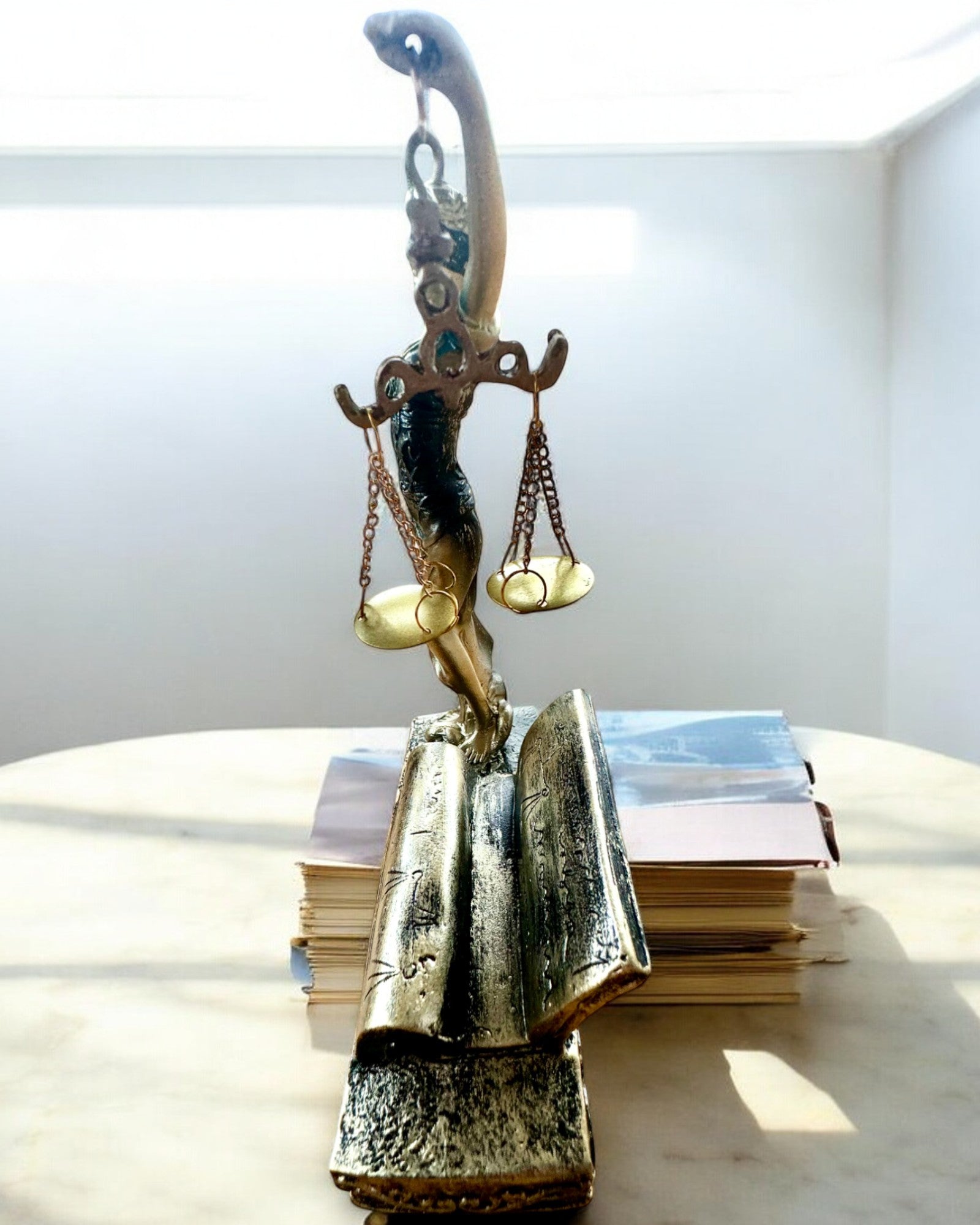 Statua "Justicia 2" - Dea della Giustizia – Decorazione Artistica da Mensola, Artigianato in Resina, personalizzazione con incisione