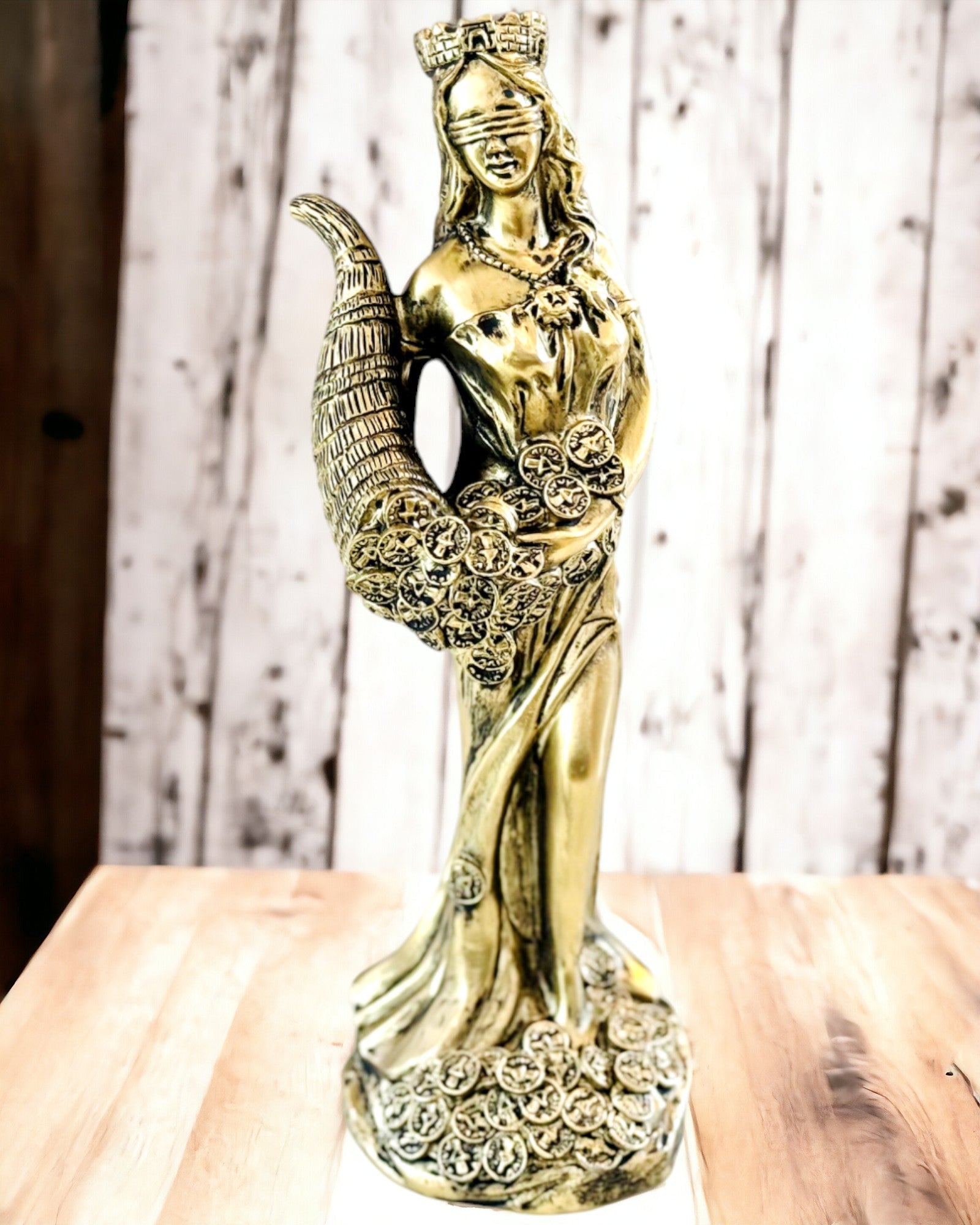 "Statua della Dea dell'Abbondanza" - Statua Decorativa in Resina della Fortuna per Casa e Ufficio - possibilità di personalizzazione con incisione