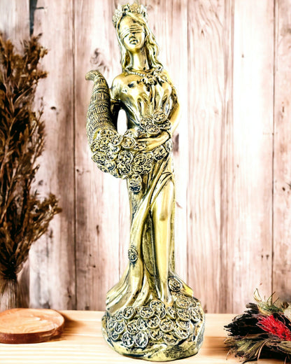 "Statua della Dea dell'Abbondanza" - Statua Decorativa in Resina della Fortuna per Casa e Ufficio - possibilità di personalizzazione con incisione