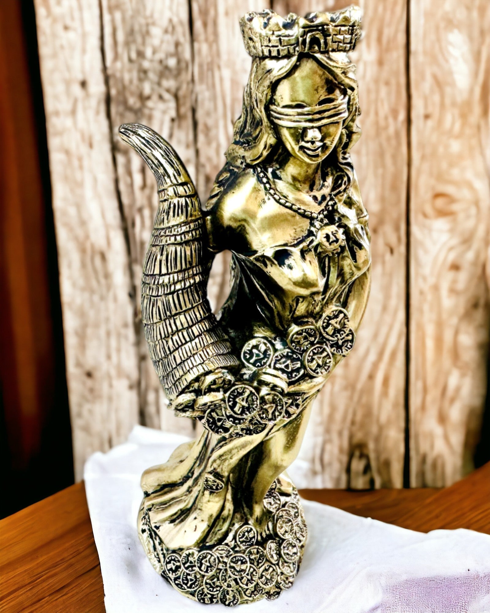 "Statua della Dea dell'Abbondanza" - Statua Decorativa in Resina della Fortuna per Casa e Ufficio - possibilità di personalizzazione con incisione