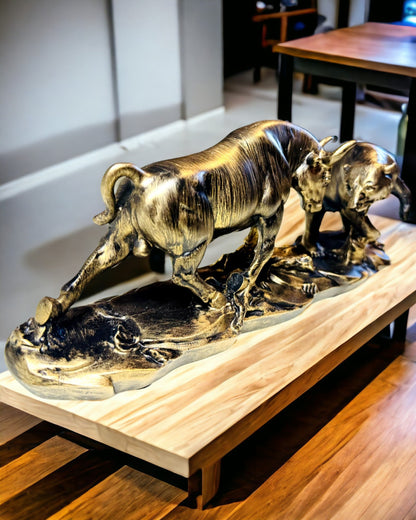 Scultura "Due rivali" - Toro e Orso - Simbologia del Mercato Finanziario, Possibilità di Incisione - colore Rame