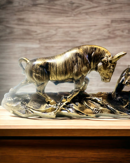 Scultura "Due rivali" - Toro e Orso - Simbologia del Mercato Finanziario, Possibilità di Incisione - colore Rame