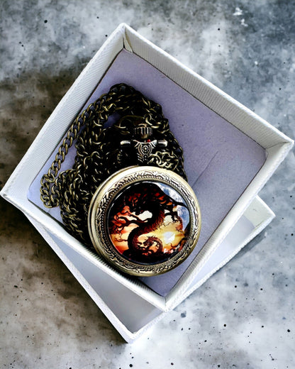 Orologio da Tasca "Dragon's Twilight" personalizzazione con incisione