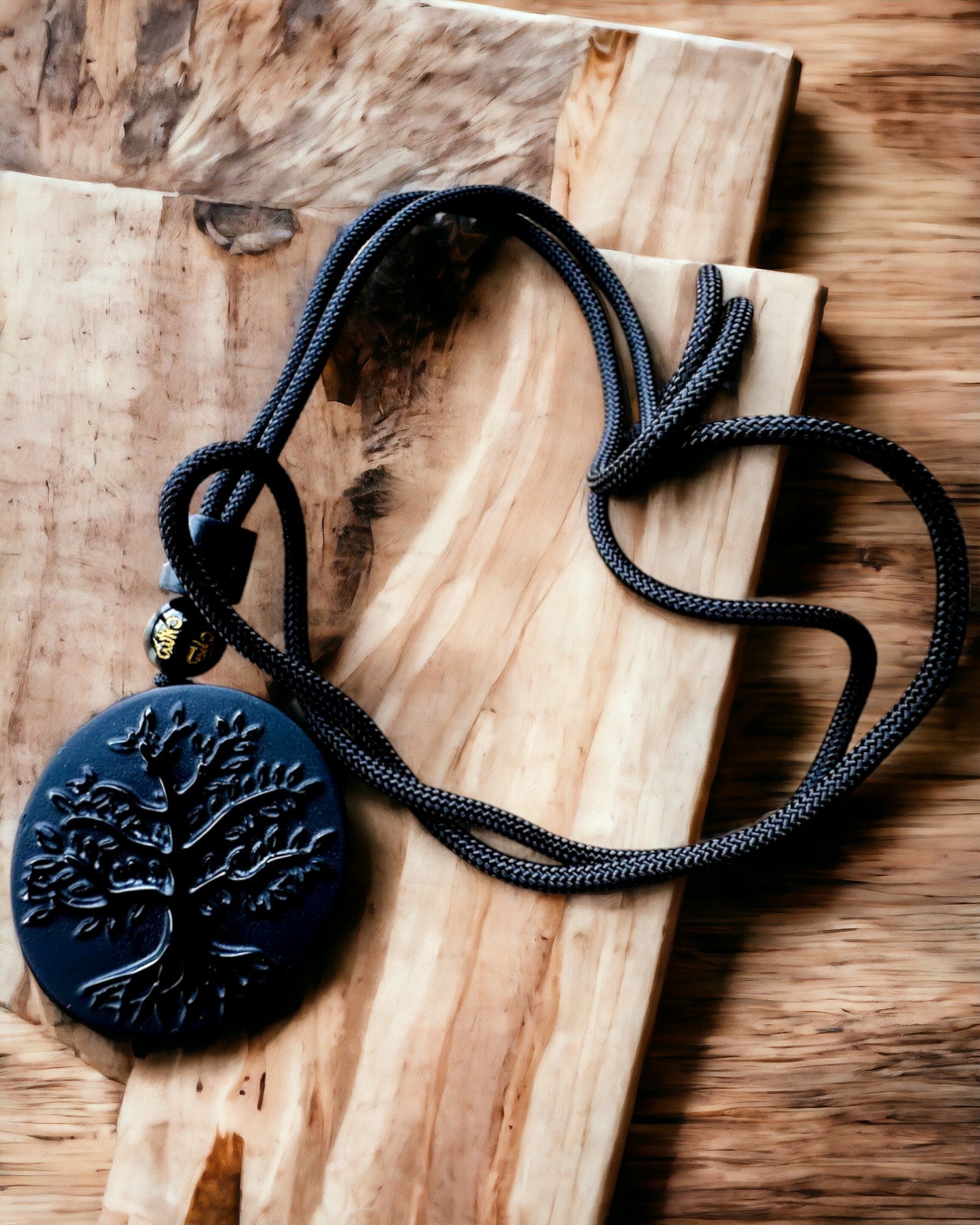 Collana "Albero della Vita" in Obsidiana - personalizzazione con incisione