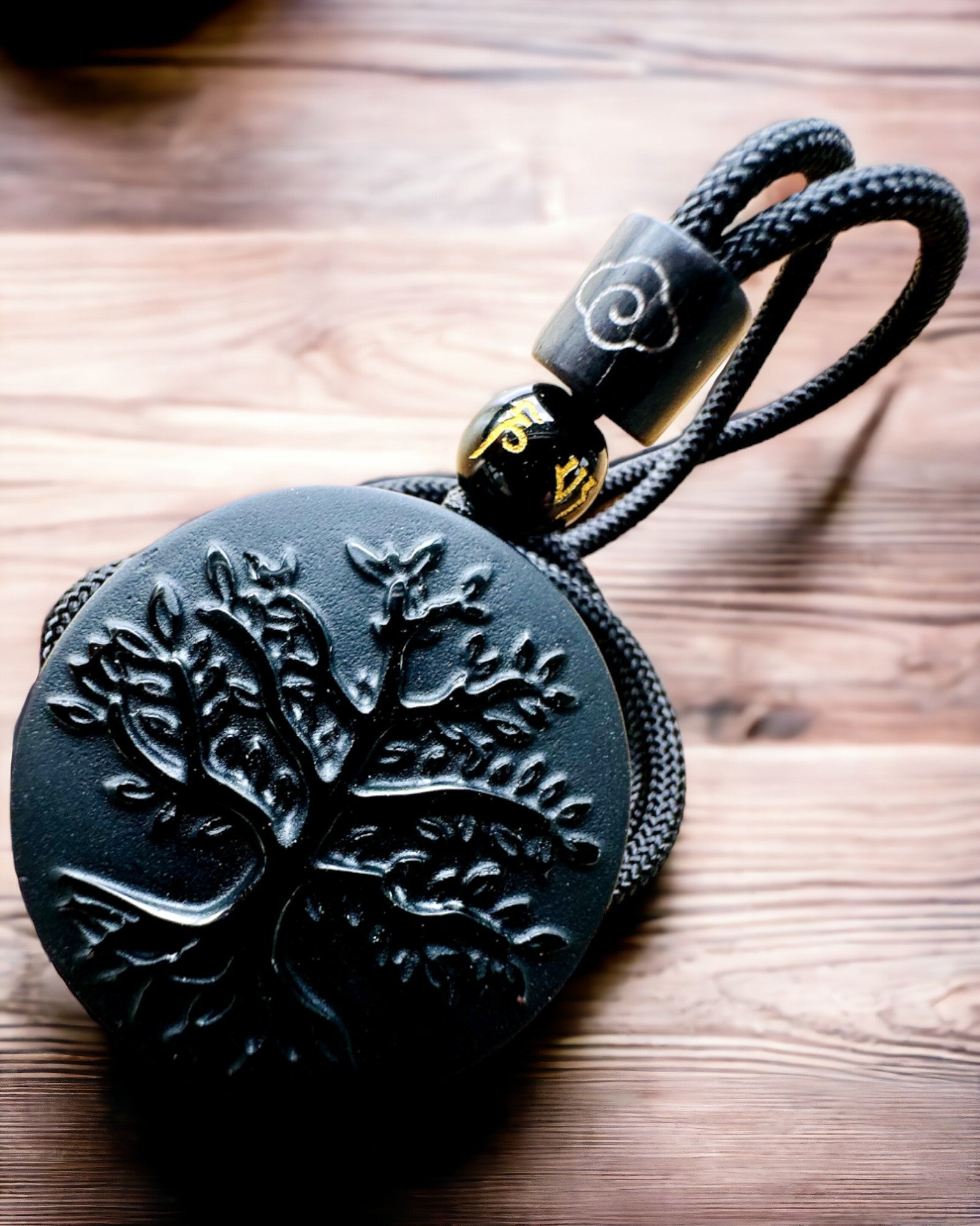 Collana "Albero della Vita" in Obsidiana - personalizzazione con incisione