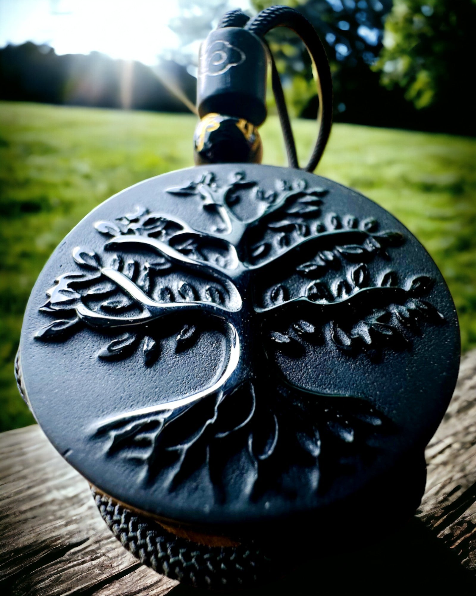 Collana "Albero della Vita" in Obsidiana - personalizzazione con incisione