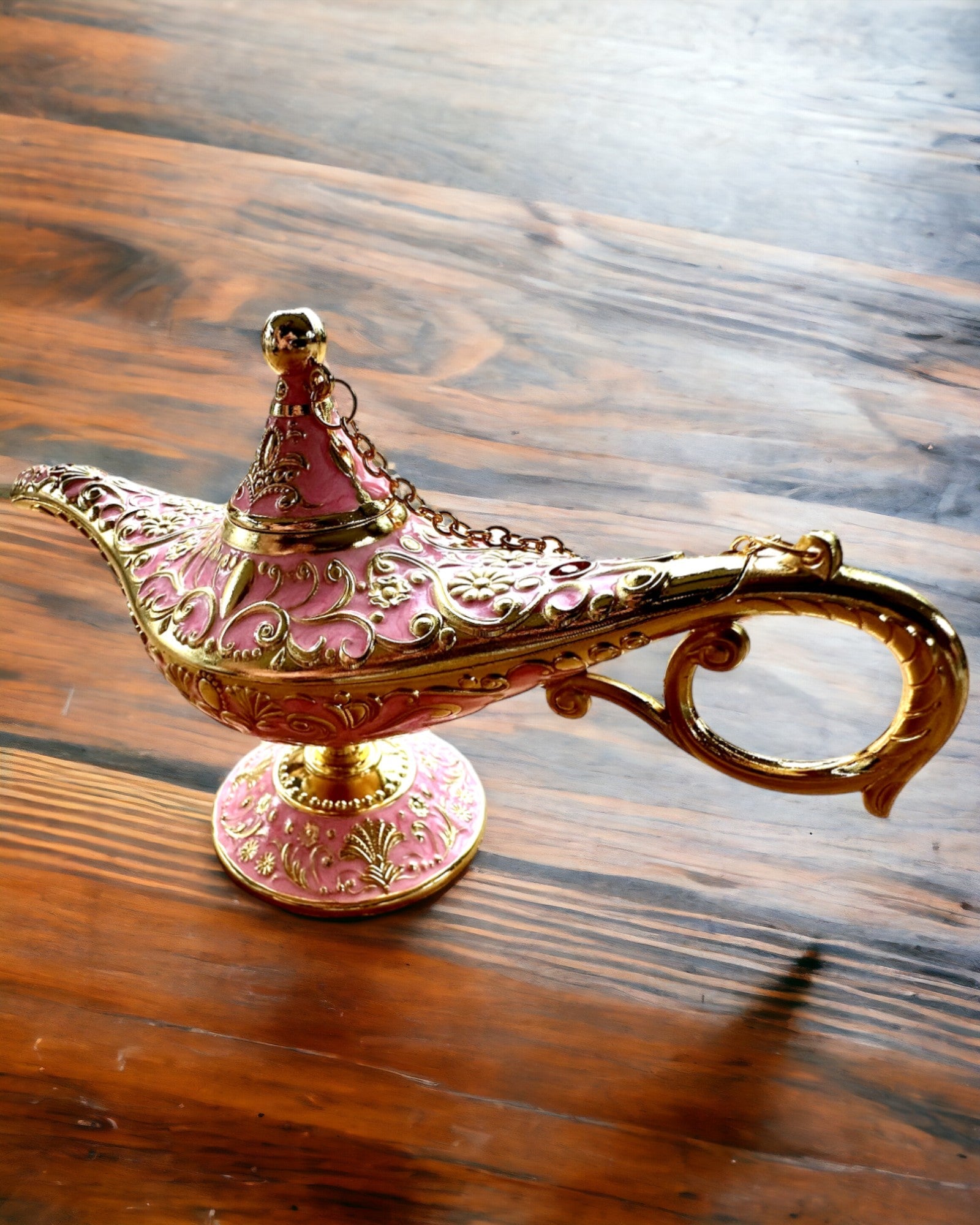 Lampada Magica di Aladino con Opzione di Incisione - Variante Rosa, intrecciata con oro