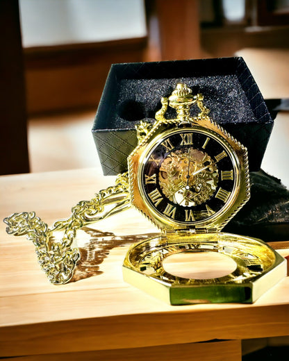 Orologio da Tasca Esclusivo in Stile Steampunk con Meccanismo Visibile sul Quadrante - Eleganza Classica