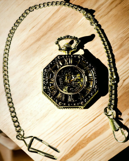 Orologio da Tasca Esclusivo in Stile Steampunk con Meccanismo Visibile sul Quadrante - Eleganza Classica