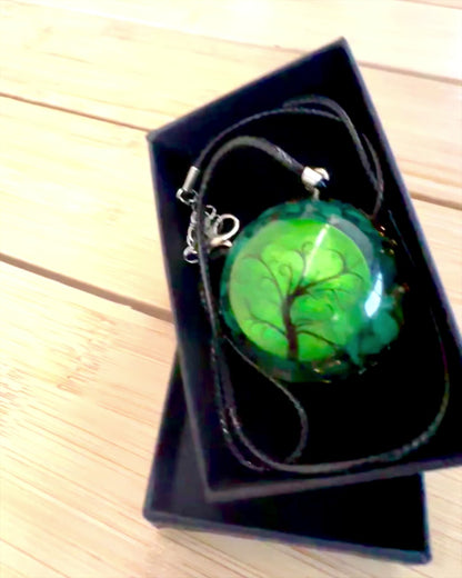 "Amuleto di Malachite della Vita" - collana con possibilità di personalizzazione con incisione per un regalo