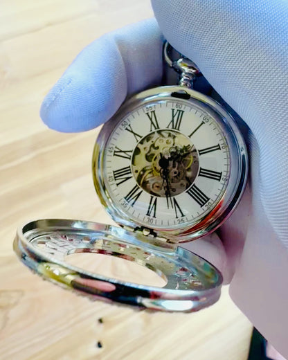 Orologio da tasca argento "Vintage Elegance" possibilità di personalizzazione con incisione